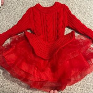 Fancy Red Knit Baby Toddler Structured Dress 12-18 Month
